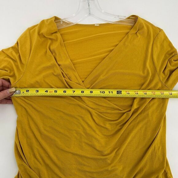 Marigold Yellow Draped Front V Neck Blouse - Picture 4 of 6
